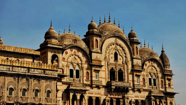 Iconic Laxmi Vilas palace in vadodra, Gujarat India, symbolizing royalty and cultural heritage.