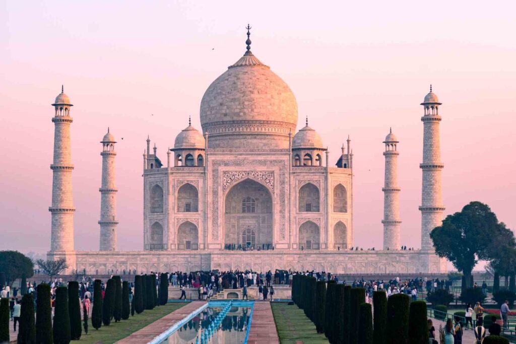 people enjoying sunset view at Taj Mahal Agra