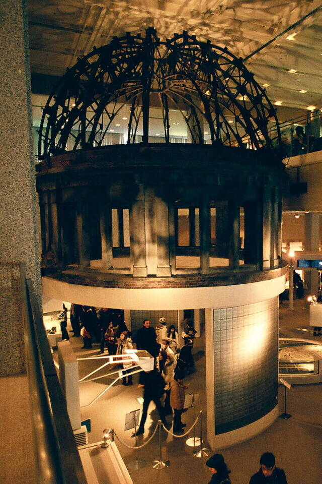 Interiors of Peace Memorial Museum showing replica pf atom bomb tomb